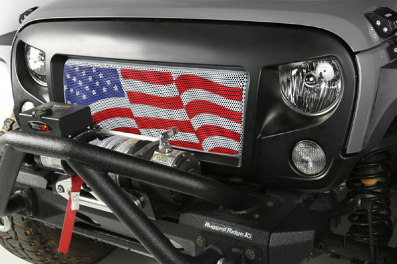 Rugged Ridge Spartan Kuehlergrilleinsatz Amerikanische Flagge Jeep JK 07-18