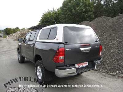 TOURING HARDTOP FueR TOYOTA HILUX AB'15 DOKA FLACH, GLATT, SEITL. KLAPPFENSTER