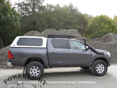 TOURING HARDTOP FueR TOYOTA HILUX AB'15 DOKA FLACH, GLATT, SEITL. KLAPPFENSTER