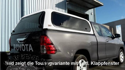 COMMERCIAL HARDTOP FueR TOYOTA HILUX AB '15 EXTRA CAB, FLACH SEITL. ALUKLAPPEN