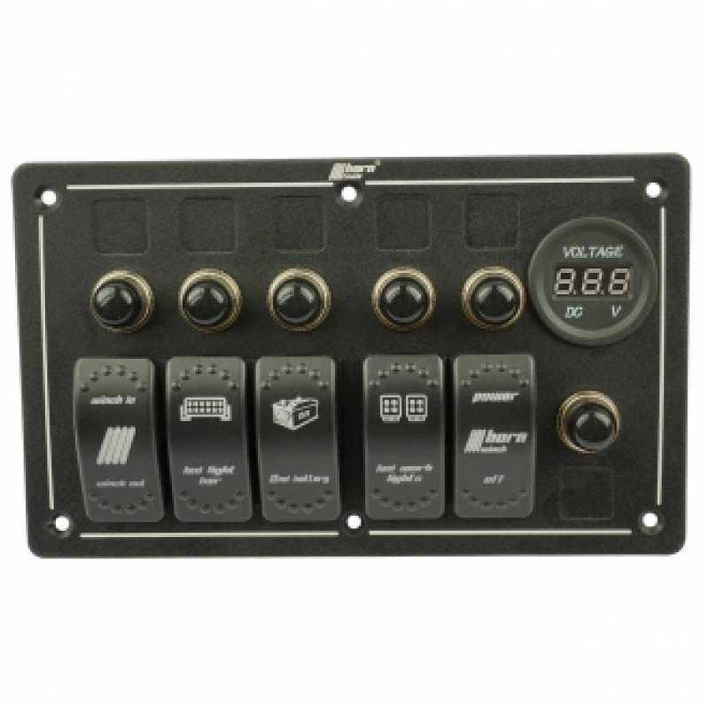 Schalter Bedienpanel 5x Wippenschalter und Voltanzeige Rocker Switch horntools