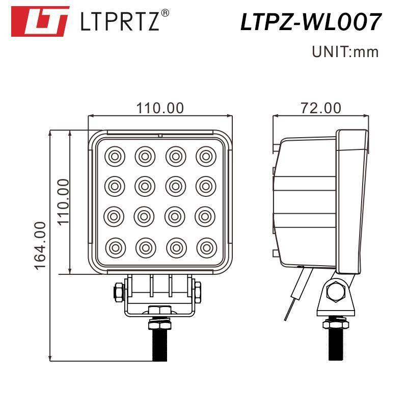 LIGHTPARTZ® LED Arbeitsscheinwerfer 48W 4" 4000lm Flood Light 60° 10-30V OFFROAD