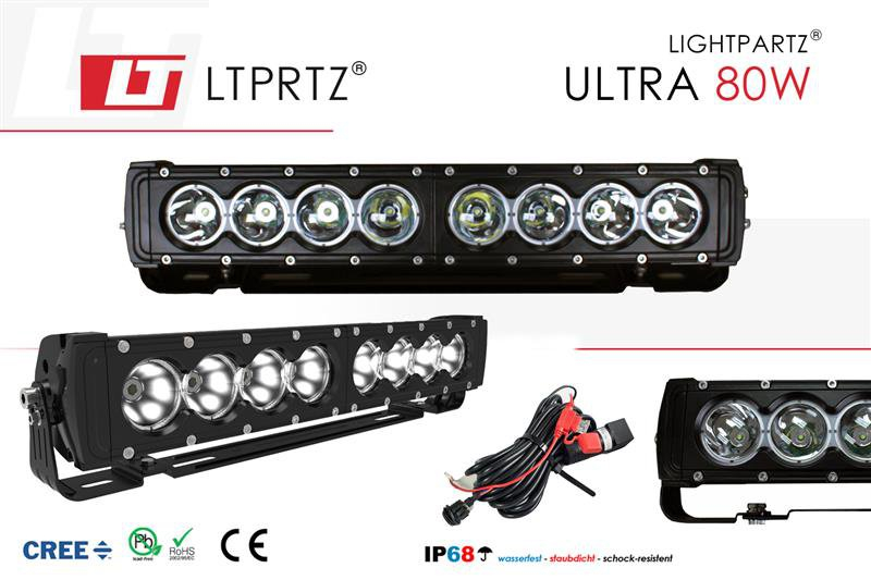 LTPRTZ® LED 80W Lichtbalken 19" 10400LM 9-32V einreihig