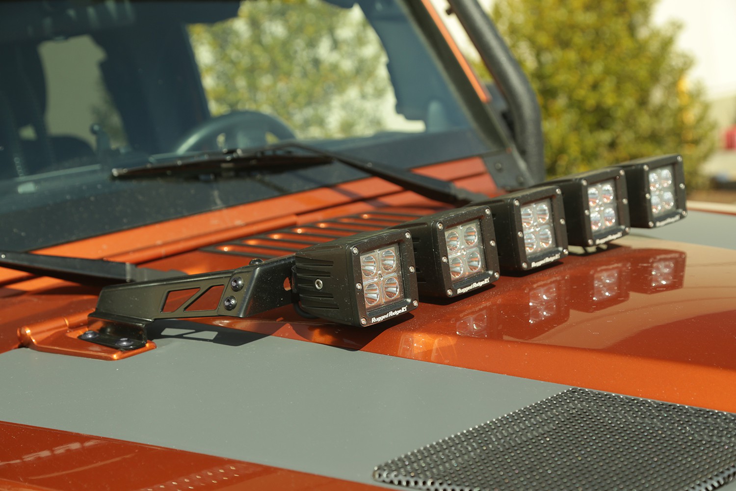 Jeep Fahrwerk - Jeep zubehör - Jeep JK - Light Bar Halterung für Motorhaube  schwarz Wrangler 07-18