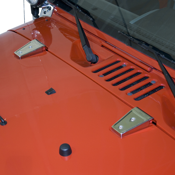 HOOD HINGE COVER, RUGGED RIDGE, STAINLESS STEEL JK WRANGLER 07-1