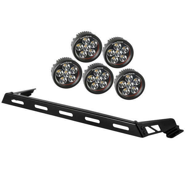 Rugged Ridge Light Bar Halterung incl. 5 runden 3,5" LED Scheinwerfern für die Motorhaube Wrangler 07-18