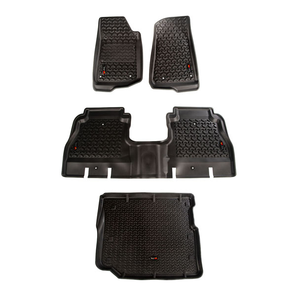 Rugged Ridge Fußmatten Set vorne, hinten und Kofferraumabdeckung, Gummi Jeep JL 18- 4-Türer