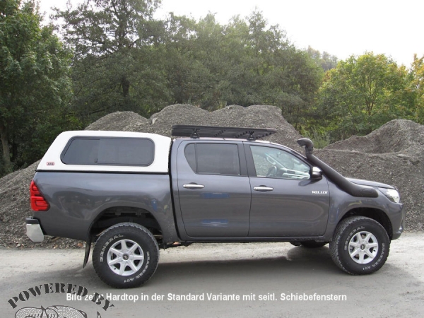 TOURING HARDTOP FueR TOYOTA HILUX AB'15 DOKA FLACH, GLATT, SEITL. KLAPPFENSTER