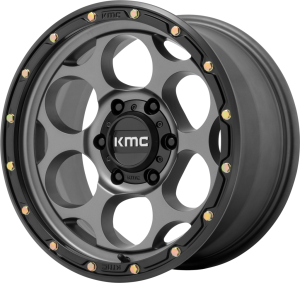 Alu Felge 8,5 x 17 ET +18 KMC KM541 DIRTY HARRY Satin Gray With Black Lip Jeep Wrangler JK / JL ab BJ 07-