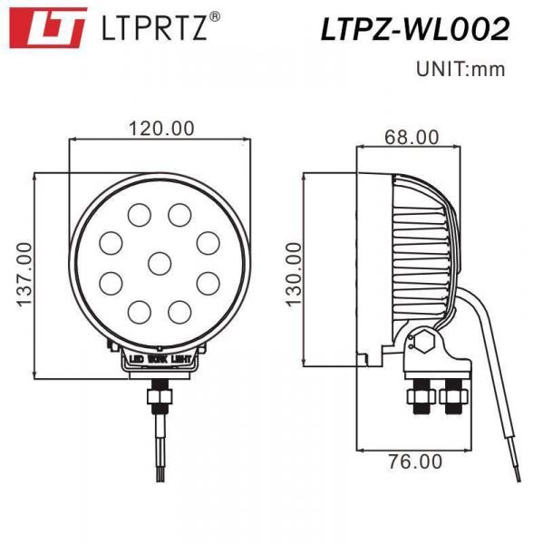 LIGHTPARTZ® LED Arbeitsscheinwerfer 27W 1700lm Spot Light 10° 10-30V OFFROAD