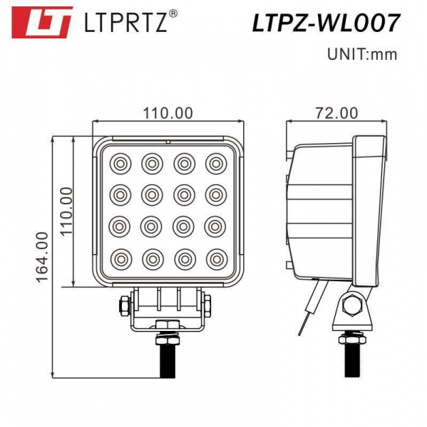 LIGHTPARTZ® LED Arbeitsscheinwerfer 48W 4" 4000lm Flood Light 60° 10-30V OFFROAD